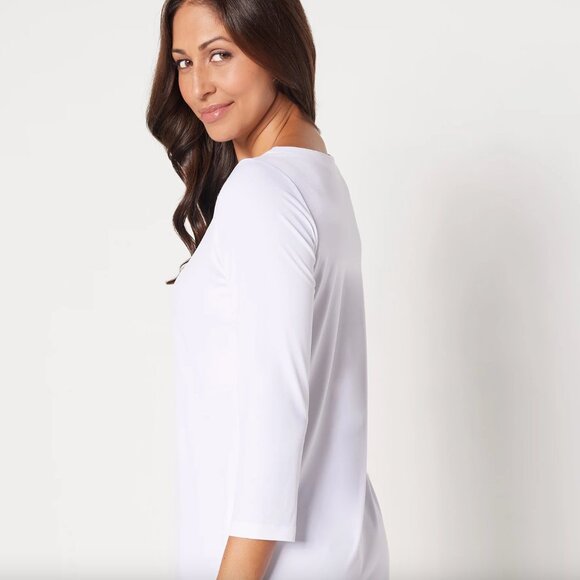 Susan Graver Modern Essentials Petites XL XLP White Liquid Knit Tunic Top Blouse - Picture 1 of 5